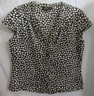 JONES NEW YORK Polka Dot Sleeveless Linen BLOUSE Top Sz 8 Chocolate Brown White