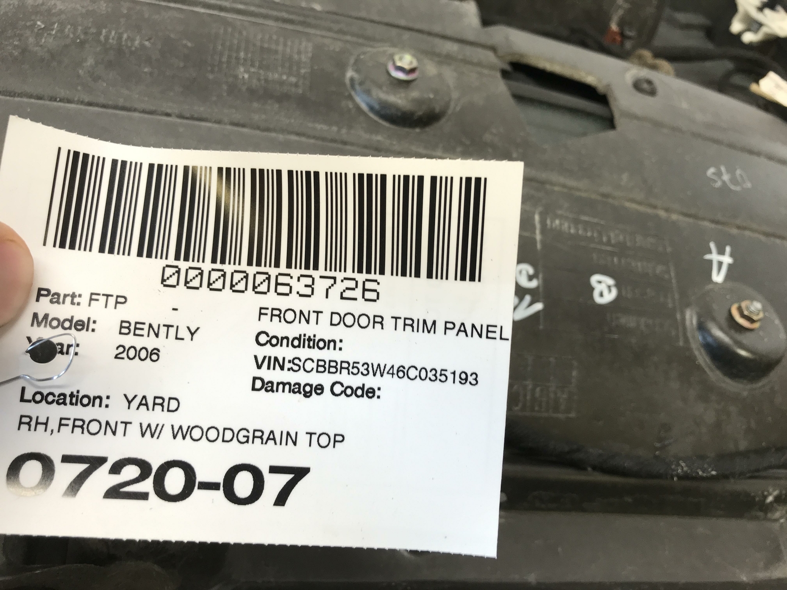 06 07 08 BENTLEY CONTINENTAL FLYING SPUR DOOR PANEL FRONT RIGHT RH PASS OEM