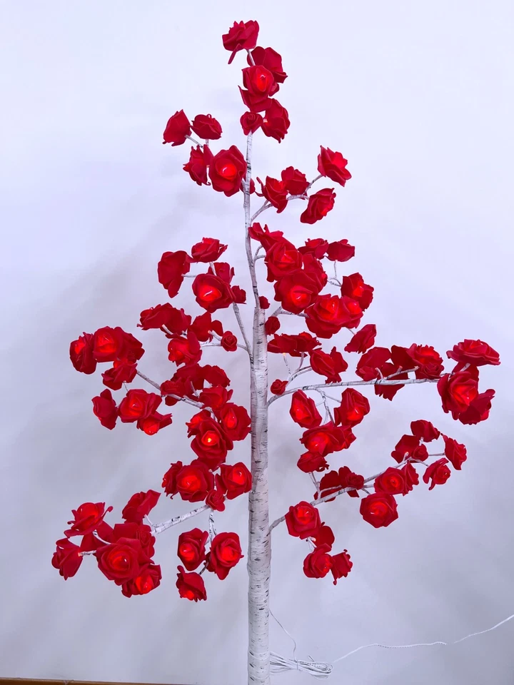 Árbol Grande Rojo 160cm Luminoso Elegante Flores Rosas LED Ornamental - Imagen 2 de 4