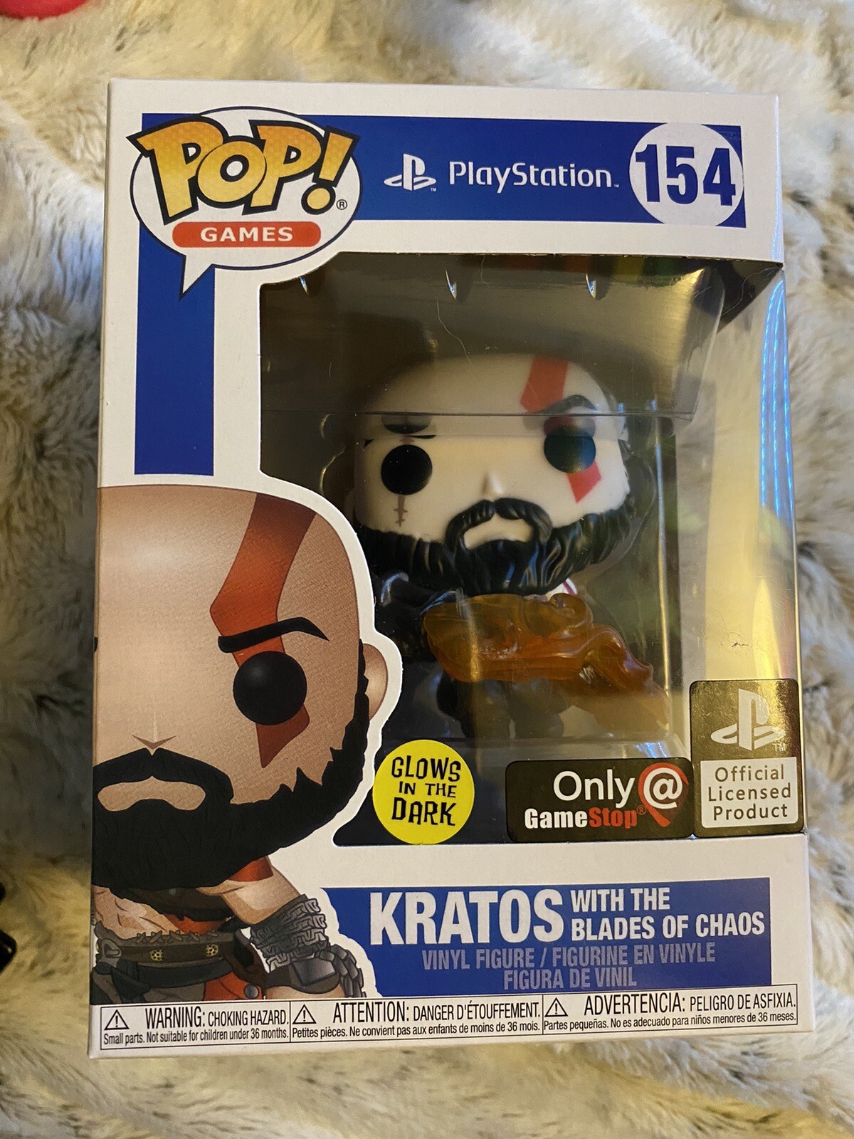 Funko Pop! Playstation, Kratos Con The Blades Of Chaos, Gitd, #154, Gamestop Excl