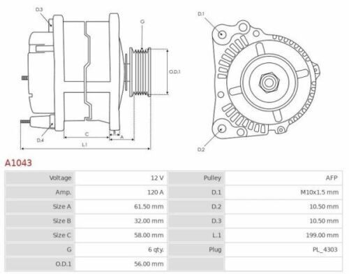 Alternator 12V/120A CHEVROLET CAPTIVA 2.0 D 96627029 - Picture 3 of 3