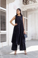 Gosriki Women'S Rayon Viscose A-Line Printed Kurta With Palazzo (Rawana Black...