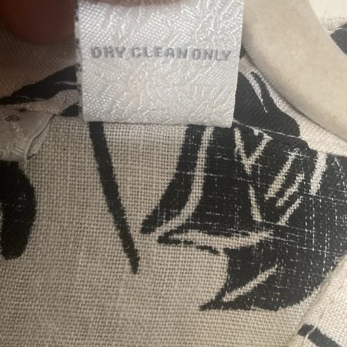 Blusa Tweeds Crema/Negro Floral 100% Lino Manga 3/4 Mujer Talla Grande 1X Coasta Foto 3 de 4