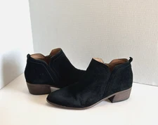 Franco Sarto A-Paivley Women's Black Suede Leather Ankle Booties Zip Up Size 7.5