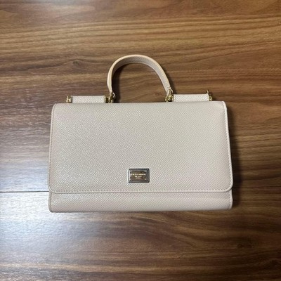 Dolce & Gabbana Sicily Schultertasche Handtasche Rosa Beige