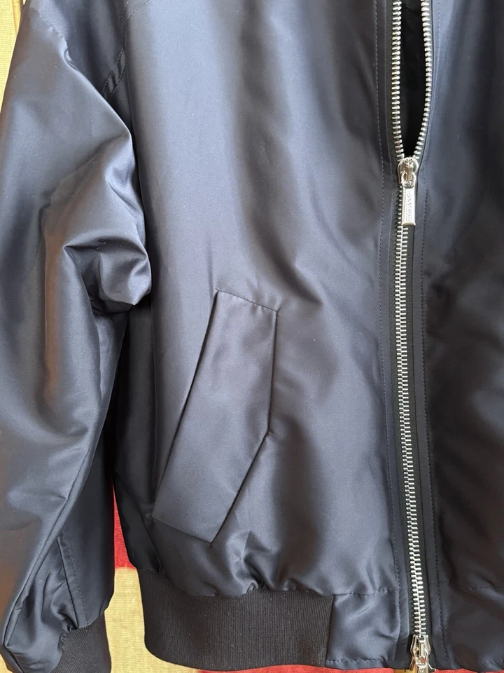 MooRER Verona Navy Silky Nylon Bomber Jacket Italy Size Small Double Zip - Image 3 of 4