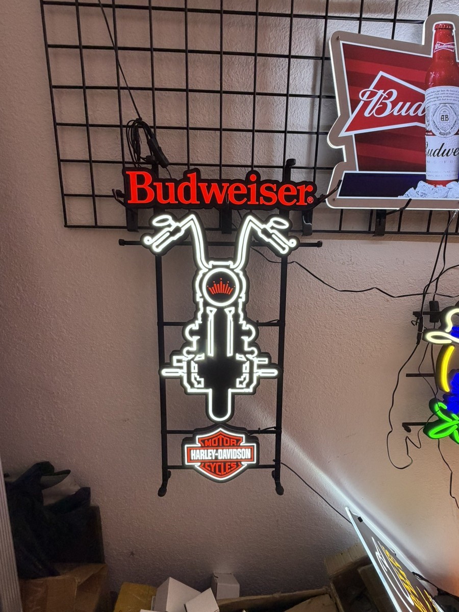 BUDWEISER HARLEY-DAVIDSON MOTORCYCLE LED BAR LIGHT MAN CAVE