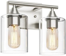 Bathroom Vanity Light Fixture, 2-Light Brushed Nickel Over Mirror, Modern for...
