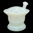 Vintage J.V. Co. Inc White Milk Glass Barber's Apothecary Lidded Jar c. 1930s