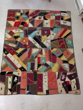 1940s Crazy Quilt 87x68" Completely Handmade Great Stitch Work Between Panels