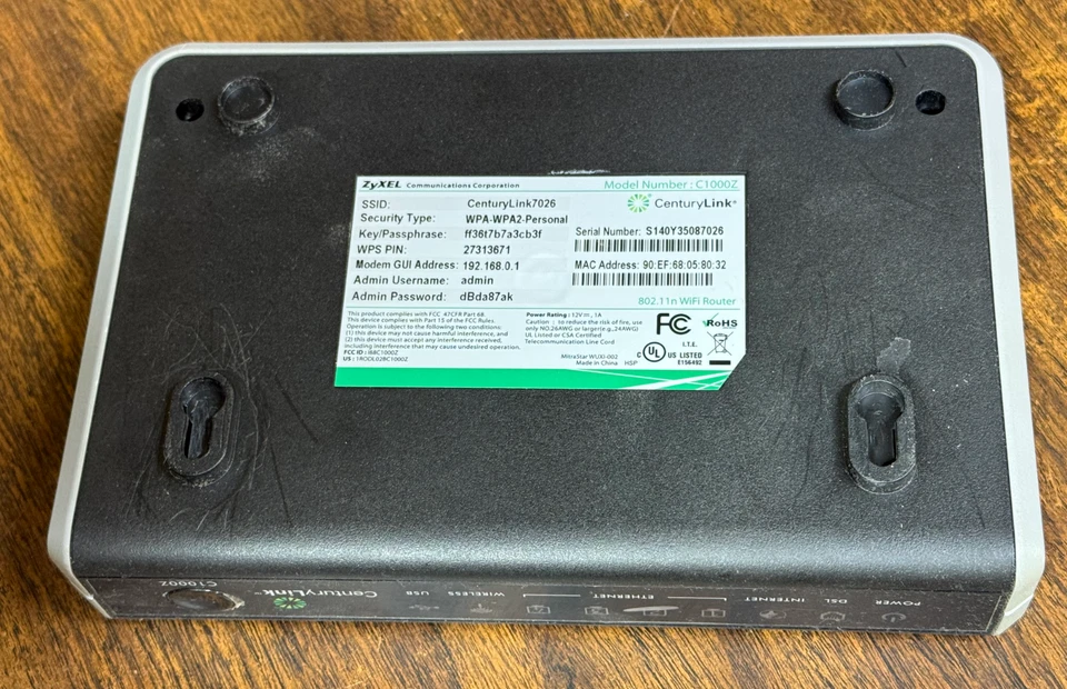 Zyxel C1000Z 802.11n VDSL2 Wireless Gateway Modem/Router (used) - Image 2 of 4