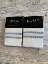 New Set of 2 Ralph Lauren Annalise Woven Natural 100 Cotton Euro Shams