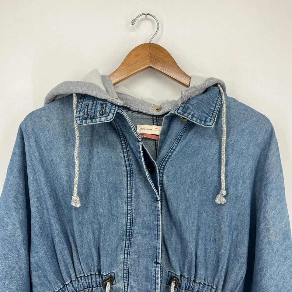 Chaqueta de mezclilla Anthropologie Pilcro Kimono para mujer XS/S azul con capucha de gran tamaño Foto 2 de 4