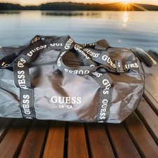NUOVA SENZA ETICHETTE GUESS CONVERSATIONAL WEEKENDER MINI BORSONE PALESTRA NERO NYLON LOGO ACCENTO