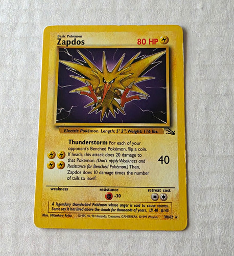 Pokemon TCG Zapdos 15/62 Fossil 1999 English Non Holo Rare Unlimited 80 HP