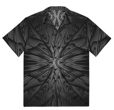 Monochrome Abstract Shirt, Dark Futuristic Hawaiian , Gothic Minimalist Festival