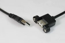 USB 2.0 Panel Mount Cable Single Port Bulkhead Cable Male-Female 10FT