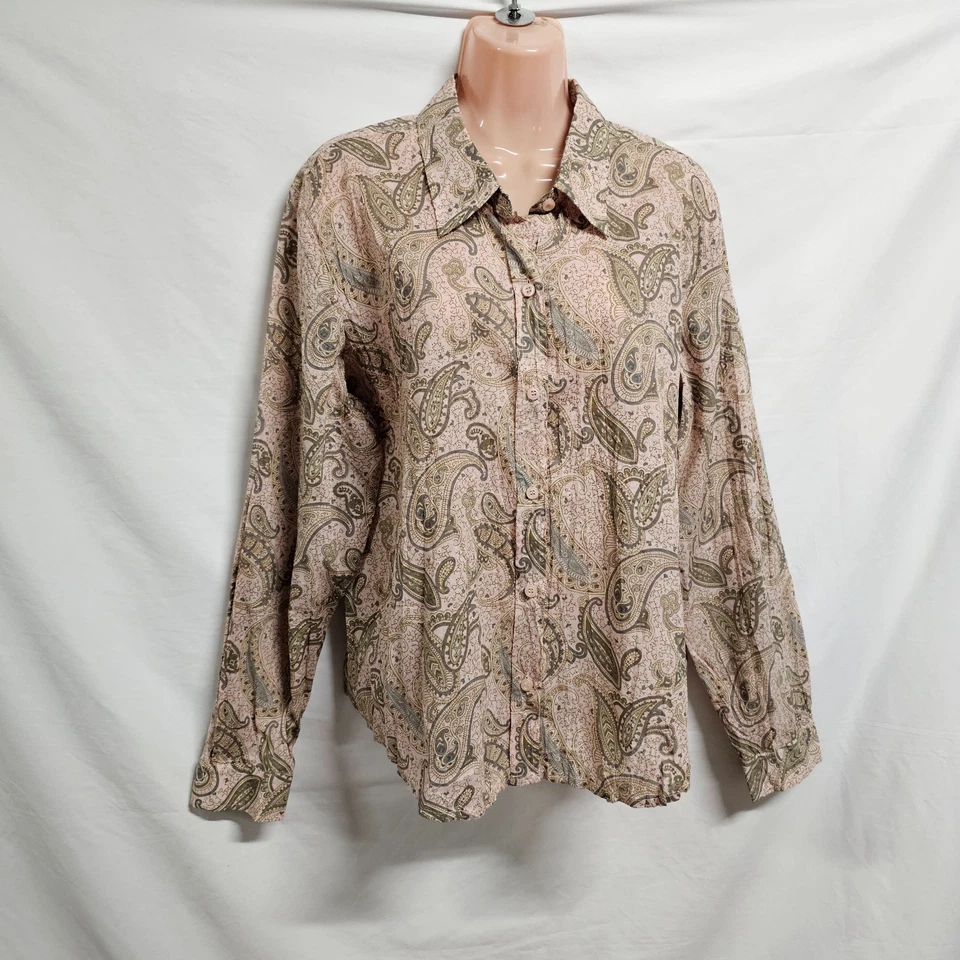 Liz & Co. Career Top Blouse Shirt Women Size XL Thin Woven Cotton - Image 3 of 4