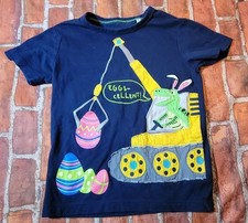 Bluezoo Boys Easter T-Shirt Size 4-5 Blue Dinosaur Bunny Construction Crane 4 5