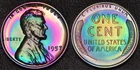 1957 PROOF Lincoln Wheat 1 One Cent MONSTER Rainbow Toning (59-85)