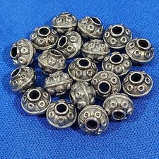 Tibetan Style Silver-tone Spacer Beads Metal Round Ornate Lot Of 20 Crafts