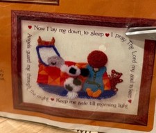 Vtg 1983 Creative Circle "Sleepy Time Prayer" Crewel Embroidery Crewel Kit 538