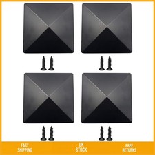 Stylish Weather Resistant Protective Fence Post Cap Black ABS 4x4 Inch 4 Pack
