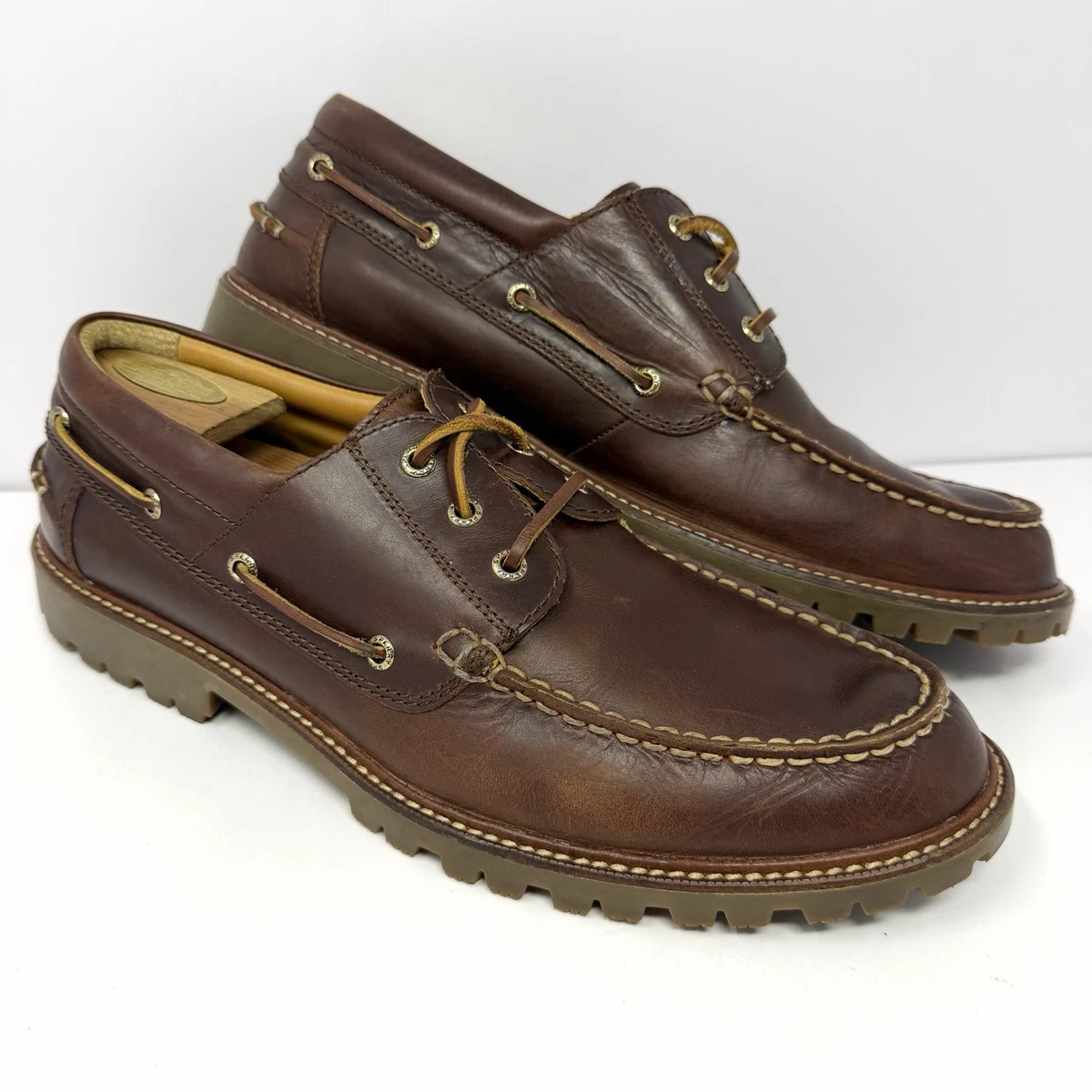 Boat Shoe Brown Leather Upper Casual Shoes for Men for sale 