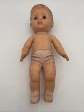 10” Vtg The Sun Rubber Company 1956 Baby Doll Molded Hair Ruffle Diaper Girl
