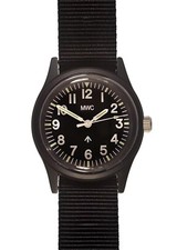 MWC Classic 1960s/70s Matt Black European Pattern Military Watch Webbing Strap