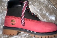 Timberland Boots 6 inch Red Black Shearling GS Kids Youth Junior TB0A2MZ1 V15