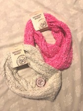 So Authentic Heritage Infinity Scarf: Solid Marled Pink or Ivory/Silver Accent
