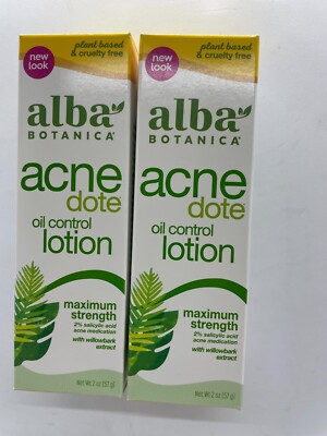 Alba Botanica Acne Dote Oil Control Lotion Max Strength 2 x 2 oz. EXP 11/2025