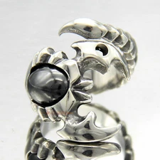 Men's Tribal Scorpion 316L Stainless Steel Ring Black CZ Cubic Zirconia Stone