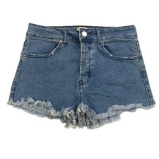 Forever 21 High Rise Blue Jean Shorts Women s Size 26 Distressed Cutoffs Stretch