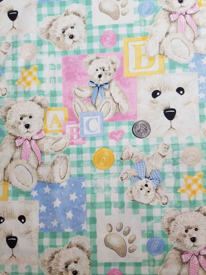 VTG BOYDS BEARS Fabric 100% cotton Spectrix baby nursery ABC blocks NEW BTY - Image 4 of 4