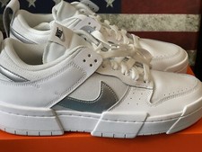 Nike Dunk Low Disrupt bianche/argento/nere da donna taglia 12W/10,5M nuove DS