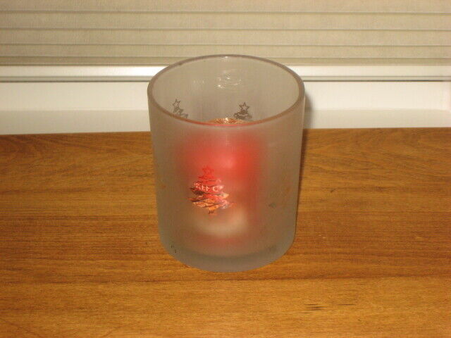FROSTED CANDLE GLASS W 内祝い CLEAR AROUND YANKEE TREES 最高級のスーパー RED