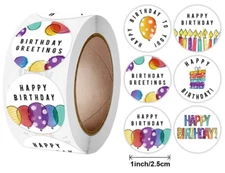 40 HAPPY BIRTHDAY STICKER ENVELOPE SEALS LABELS STICKERS 1" ROUND FAST SHIPPING