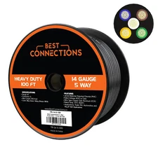 BEST CONNECTIONS 14 Gauge 5 Way Trailer Wire Durable, Weatherproof, Color-Coded