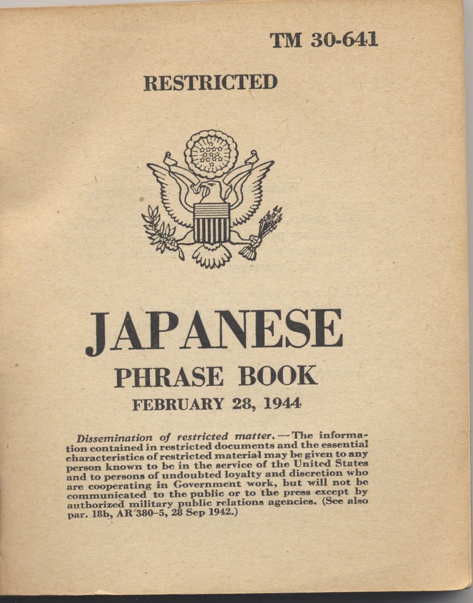 洋書 JAPANESE PHRASE BOOK WAR DEPARTMENT World War II Japanese Phrase Book – The War Store and More