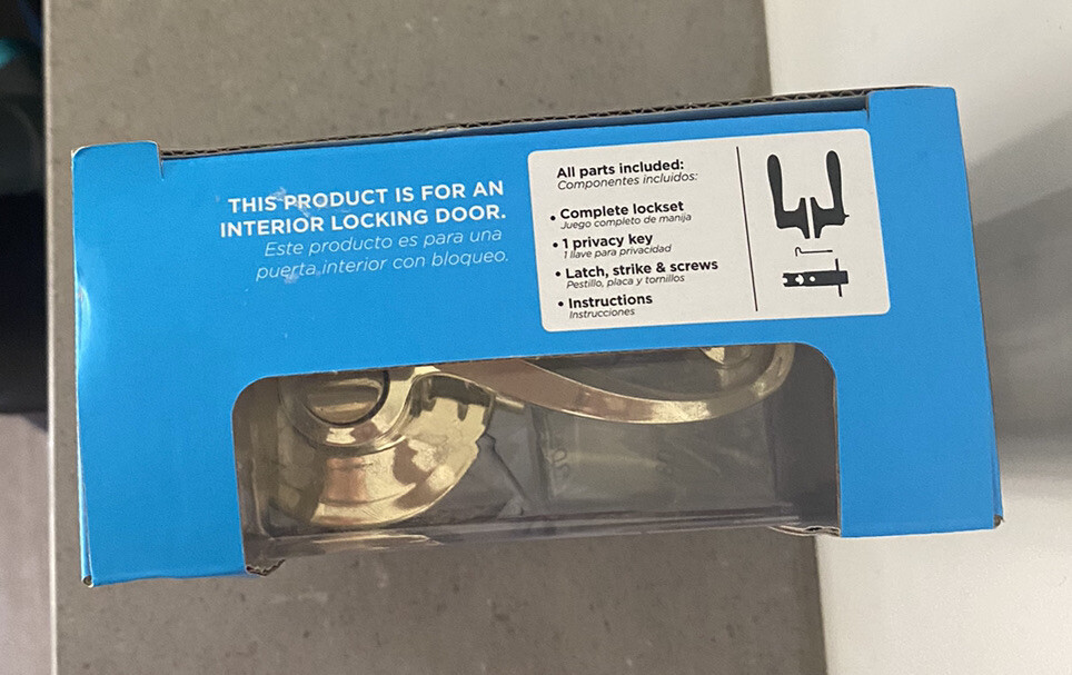 kwik set interior locking door handle/knob gold new & in original box