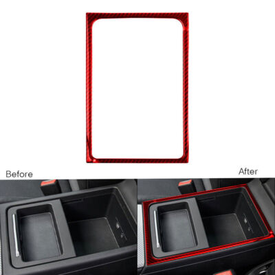 Vinyl Red Carbon Fiber Center Console Armrest Box Panel Cover For Audi Q5 18-21