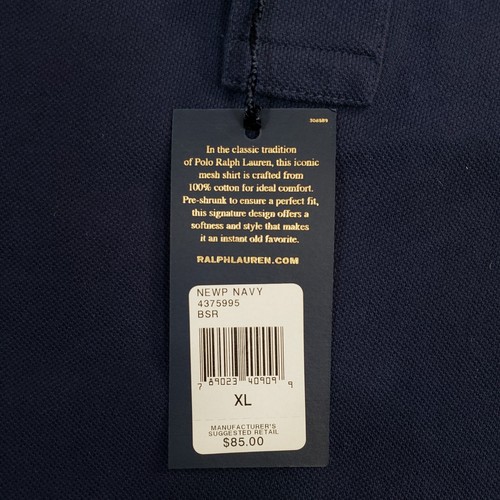 NWT Vtg Polo Ralph Lauren Mesh Shirt Mens XL Blue Solid Pony Cotton Short Sleeve - Picture 5 of 11