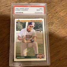 1992 Upper Deck Manny Ramirez Indians #63 PSA 9 MINT Rookie Card Gold Hologram. rookie card picture