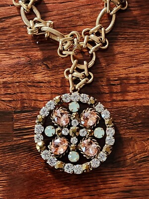 Express Rhinestone Necklace Modern Fashion Statement Goldtone Jewelry