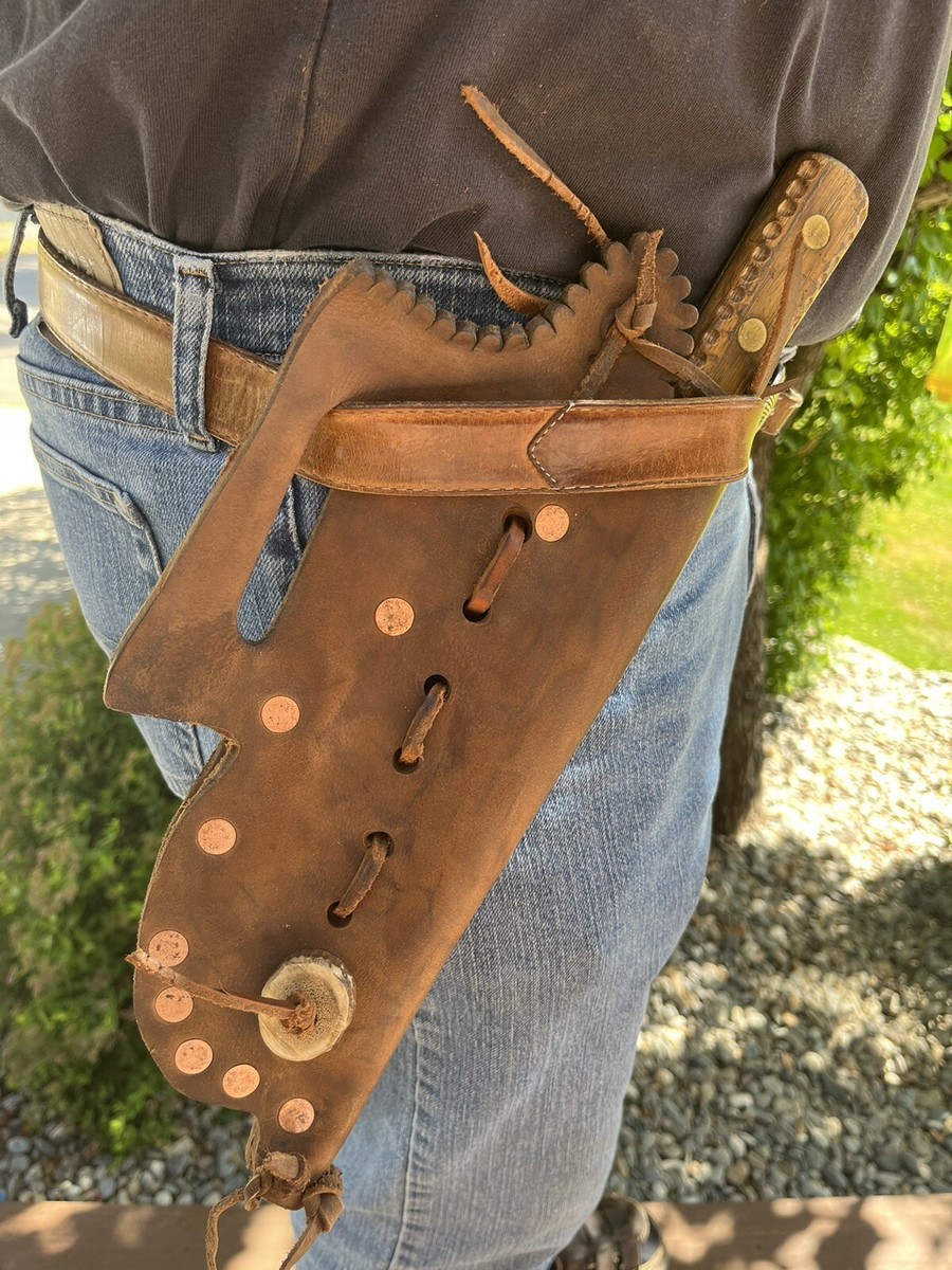 Mountain Man Old Hickory Knife w Mountain Style Sheath, Saddle