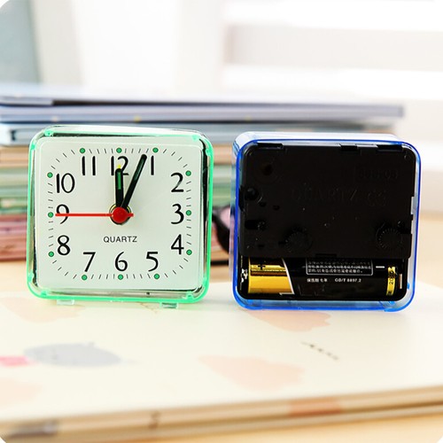Square Simple Quartz Beep Alarm Clock Cute Portable Travel Table Bedside Clock - Picture 3 of 11