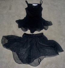 HALLOWEEN GIRLS BLACK DANCE BALLET PRINCESS DRESS LEOTARD SKIRT Sm Med MINT
