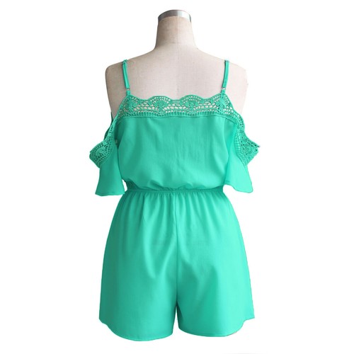 Summer Womens Bodysuit Strappy Lace Off-Shoulder Casual Jumpsuit Romper Trousers - Picture 8 of 9